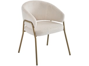 Chaise salle à manger 49x48x78 cm blanc, dossier englobant en métal ajouré, 4 pieds en métal
