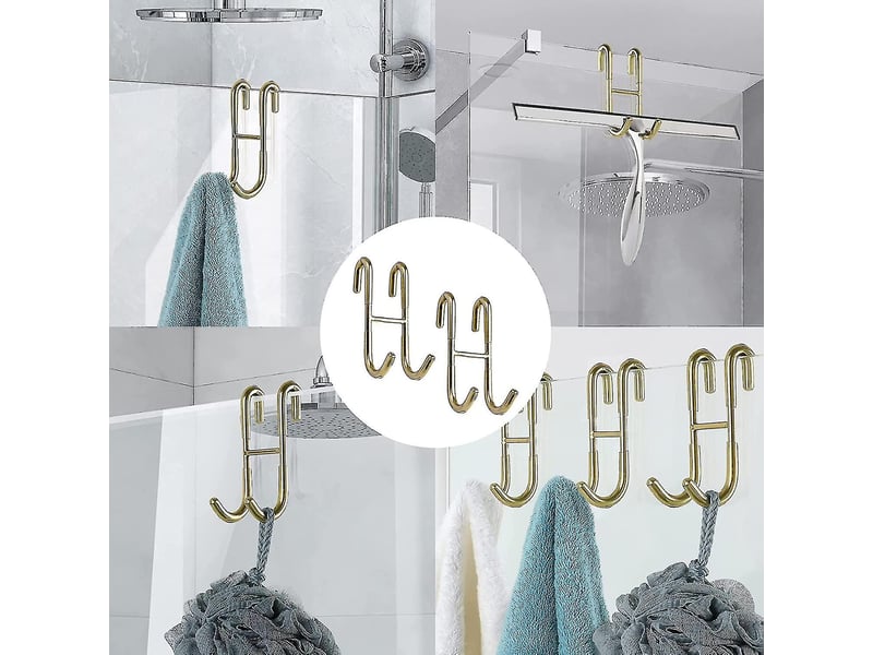  6 crochets de douche en forme, derrière la porte, cintre de salle de bain en acier inoxydable, installation sans perçage, noir  - Conforama E