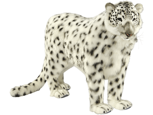 Hansa peluche geante leopard des neiges 95 cm h et 122 cm l