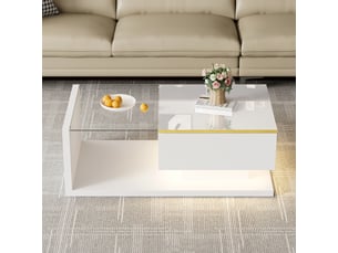 Table basse rectangulaire coloris blanc <strong>MERAX</strong> <strong>table basse blanc</strong> - 50 cmx90 cm