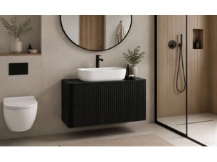 Meuble sous vasque suspendu linea 80 cm noir avec plan de travail