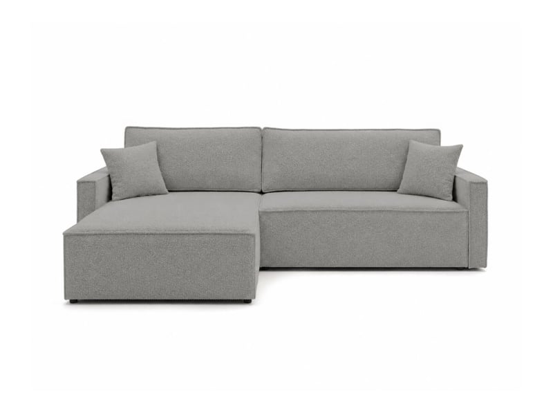  Farah - canapé d'angle max réversible et convertible 5 places accoudoirs slim en tissu bouclettes texturées  - Conforama E
