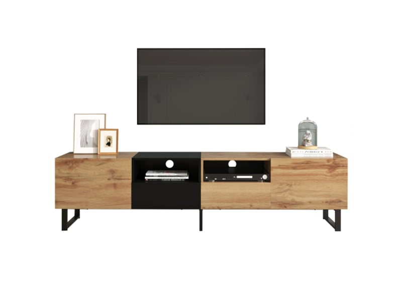  Meuble tv naturel 190 cm mdf meuble tv bois clair - Conforama A