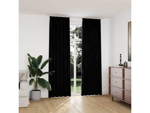 Lot de 2 rideaux occultants, rideaux black-out avec crochets velours noir 140x245 cm cf44900
