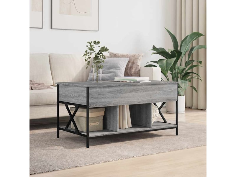 Table basse - table de salon - table à thé sonoma gris 100x55x50 cm bois d'ingénierie et métal  - Conforama C
