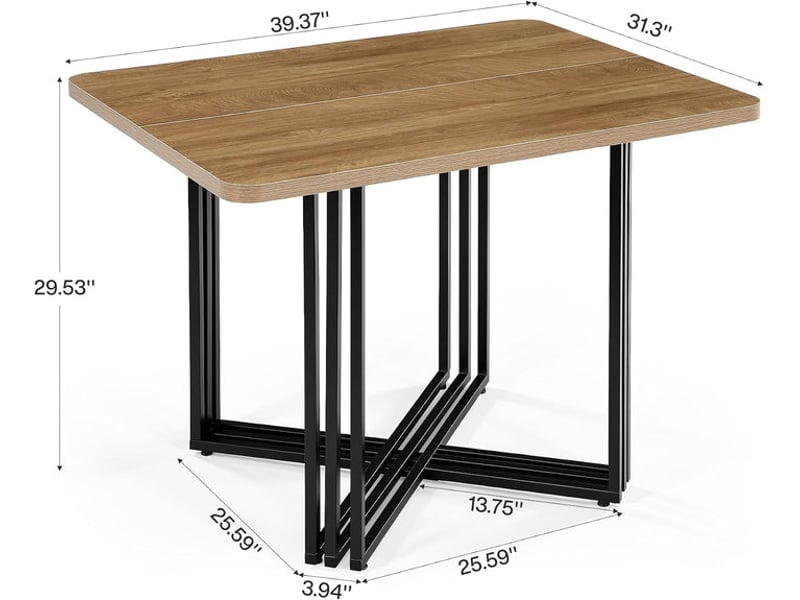 Table à manger pour 2 personnes, 100 cm, style industriel, chêne, table de salle à manger, table de cuisine en bois pour salle à manger, petit espace, salon - Conforama C