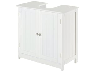 Meuble sous lavabo blanc à 2 portes, étagère réglable, 60 x 30 x 60 cm