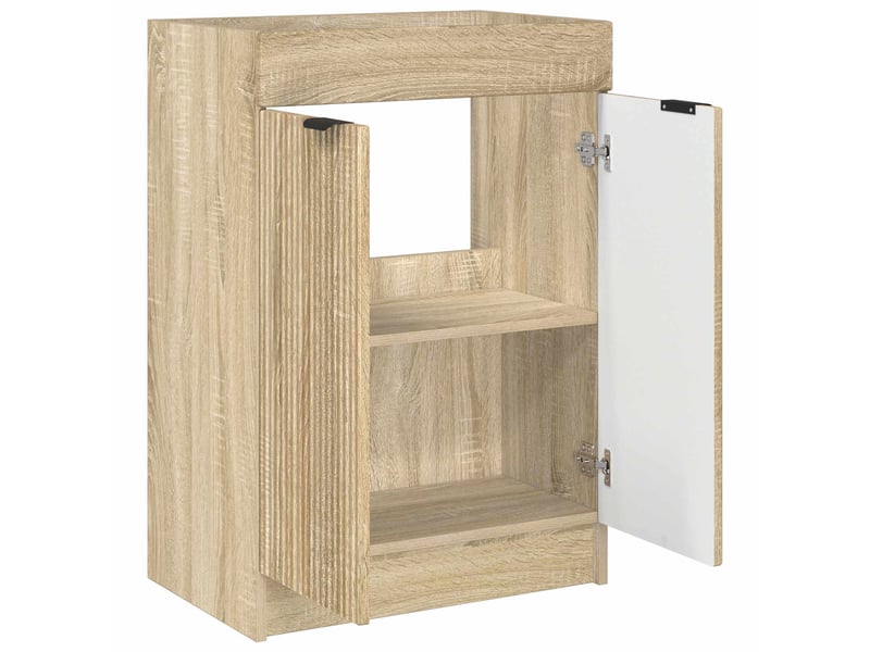  Armoire sous évier de salle de bain, meuble de rangement chêne sonoma shl8455  - Conforama D