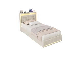 Lit simple 90x200 cm <strong>SHOPENTRA</strong>  <strong></strong> coloris beige