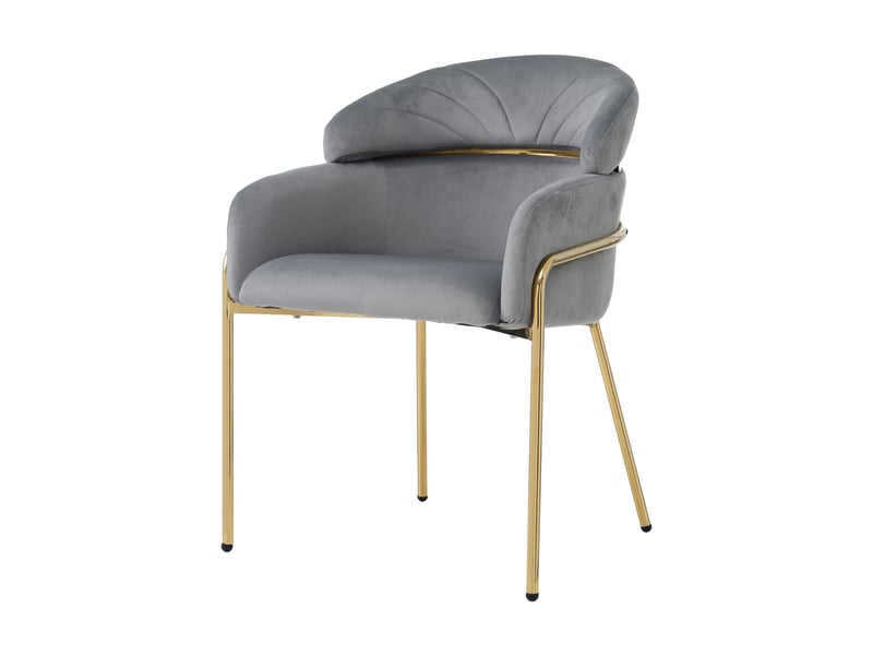  Chaise de salle à manger avec accoudoirs, lot de 6, velours gris, pieds métal doré, 54 x 57 x 79 cm, séjour ou chambre  - Conforama A