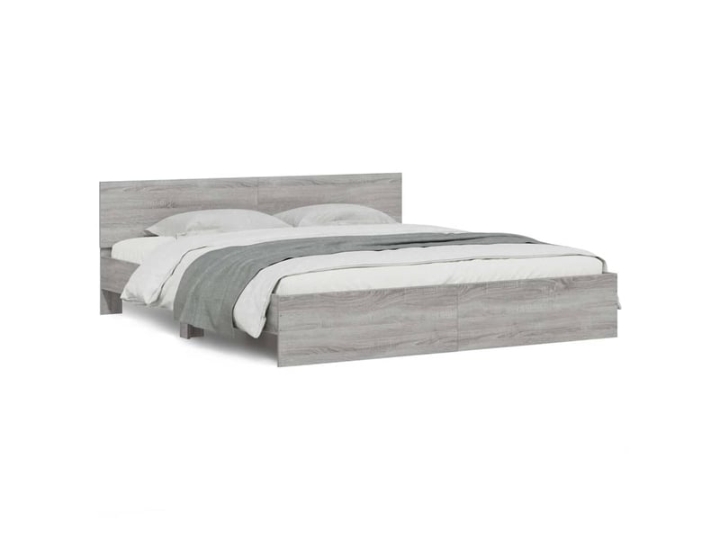 Lit double- lit adulte - cadre de lit avec led sans matelas sonoma gris 200x200 cm - Conforama D