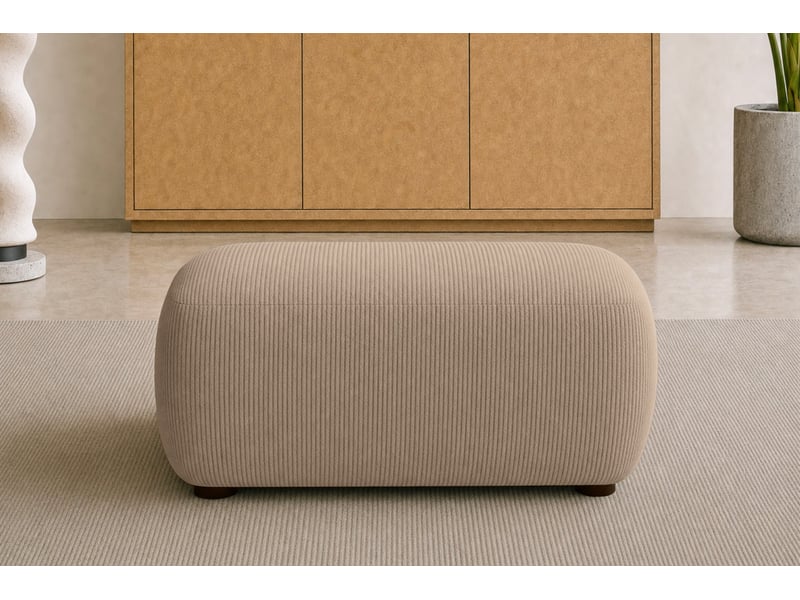  Portofino - pouf en petit velours côtelé café 105x57x40  - Conforama E