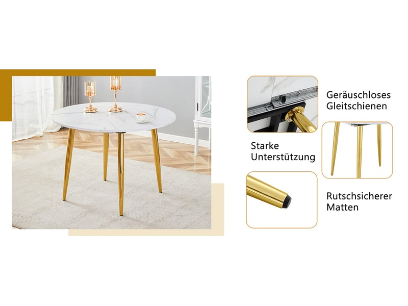 Table à manger ronde extensible de 107 à 137 cm de diamètre en ovale table seule sans chaises - Conforama E