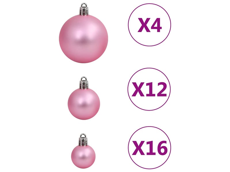  Ensemble de boules de noël 111 pièces rose polystyrène  - Conforama E