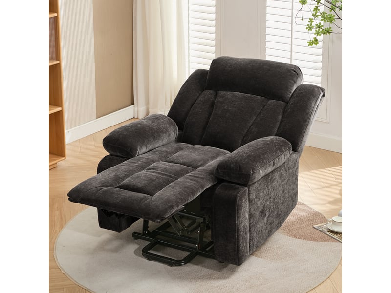  Fauteuil massant électrique releveur avec chauffage, usb et poches latérales en tissu marron 95 × 94 × 107 cm  - Conforama B