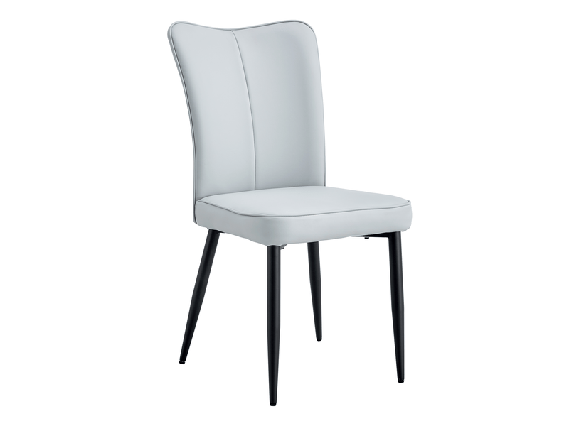  Chaises de salle à manger design 2 pièces gris clair, assise en pu, pieds métal noir, multifonctions pour bureau, restaurant, etc.  - Conforama A