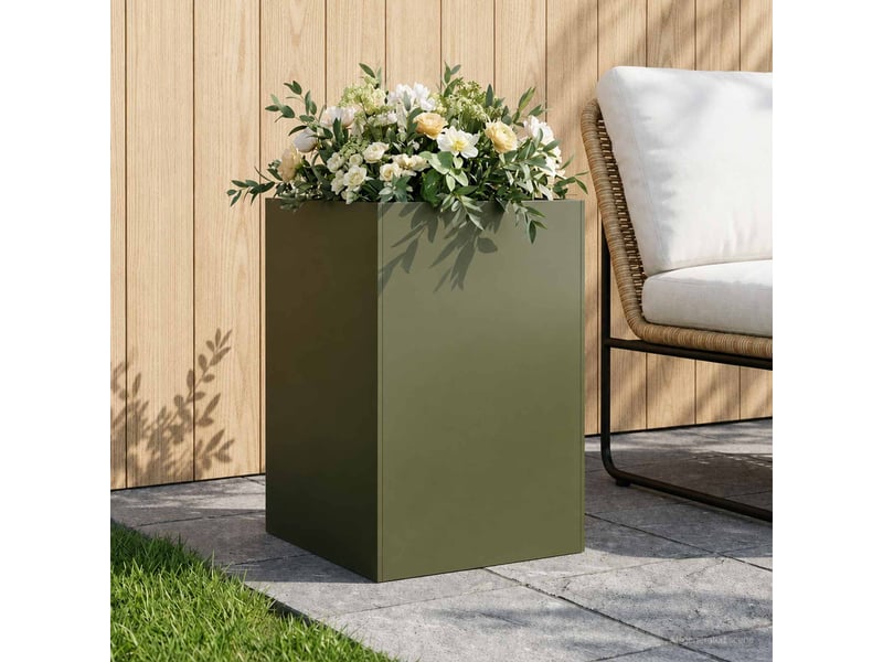  Jardinière - cache-pot de jardin vert olive 40 x 40 x 75 cm  - Conforama B
