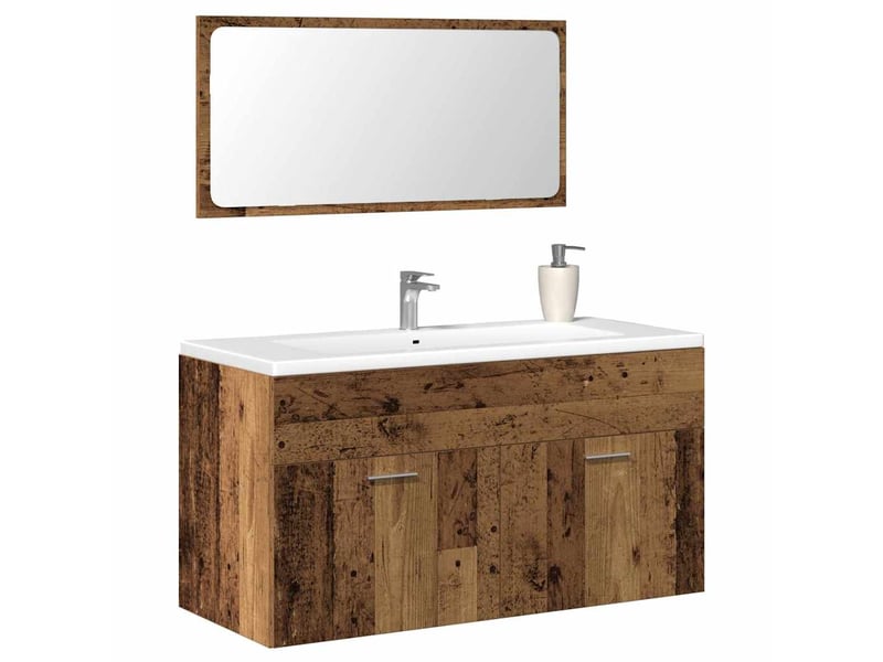  Armoire de salle de bain, cabinet de salle de bain et miroir vieux bois bois d'ingénierie cf65083  - Conforama B