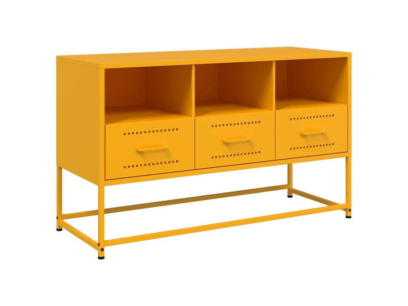  Meuble tv - banc tv - meuble de rangement jaune moutarde 100,5x39x60,5 cm acier  - Conforama A