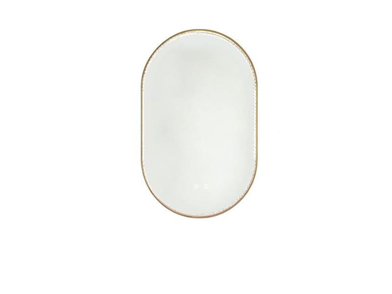  Miroir de salle de bains ovale led 50 x 80 cm doré, cadre en alliage d'aluminium brossé, éclairage réglable  - Conforama A