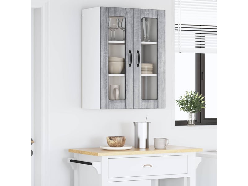 Meuble mural de cuisine, cabinet en verre mural sonoma gris 60x31x80cm - Conforama D