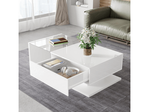Table basse rectangulaire coloris blanc <strong></strong> <strong></strong> - 55 cmx105 cm