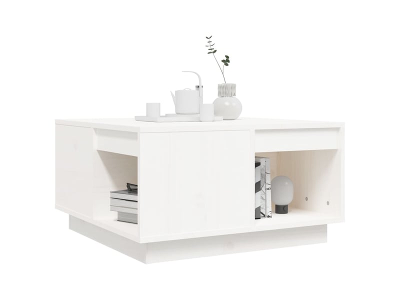  Table basse | table d'appoint salon blanc 60x61x32,5 cm bois massif de pin  - Conforama D