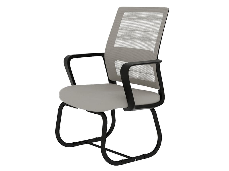  Chaise avec accoudoirs et dossier en maille gris et noir sur pied luge IKSETERA TRADING LTD - Conforama R