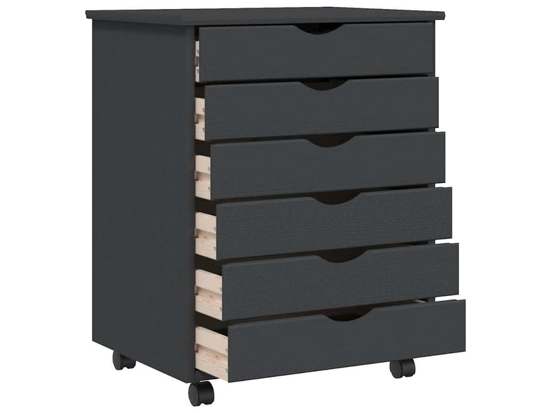  Armoire de rangement roulante avec tiroirs moss gris bois de pin solide shl4965  - Conforama D