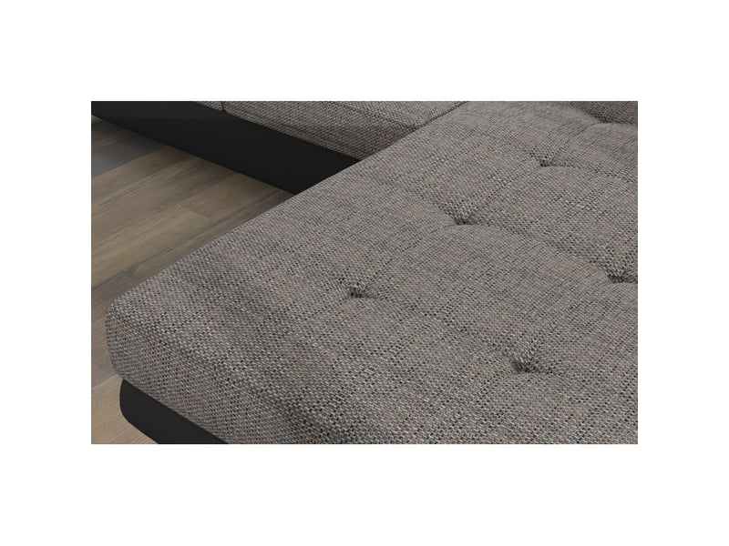 Canapé d'angle convertible amanda gris chiné et noir en tissu bouclé  - Conforama D