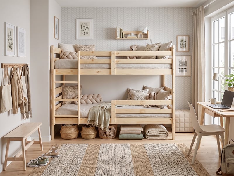 Lit superposé séparable 90x190 cm eric interbeds - bois massif de pin avec barrière et sommier - pin naturel  - Conforama D