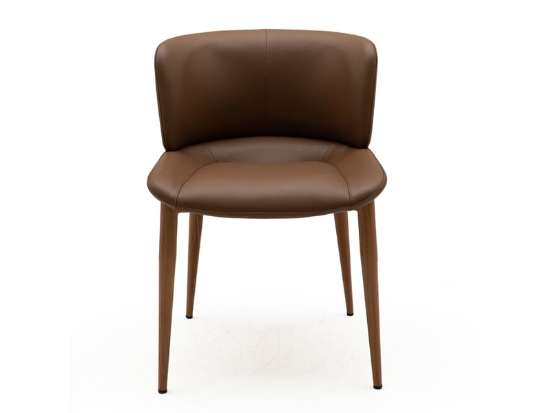  Lot de 4 chaises recouvertes de similicuir couleur marron  - Conforama D