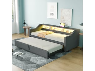 Lit gigogne 90x200 cm VIVRYN coloris gris