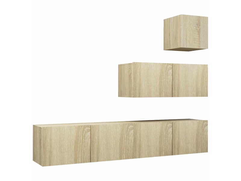  Ensemble de meubles tv 4 pcs chêne sonoma bois d'ingénierie shl35660  - Conforama A