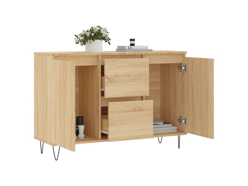  Buffet - bahut - meuble de rangement chêne sonoma 101,5x35x70 cm bois d'ingénierie  - Conforama D