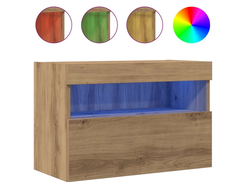 Meuble tv - banc tv - meuble de rangement mural 60 x 30 x 40 cm chêne artisanal - Conforama D
