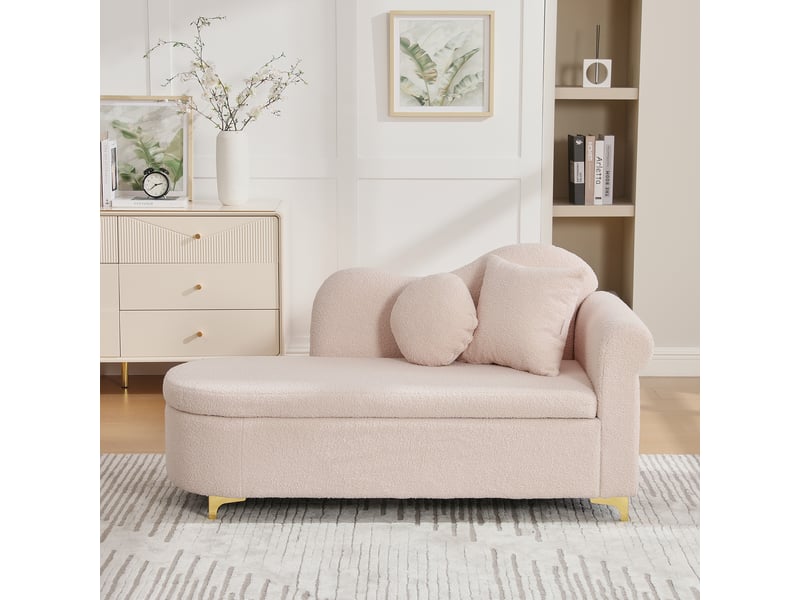 Canapé droit fixe 1 place tissu rose coffre de rangement canapé rose - Conforama D
