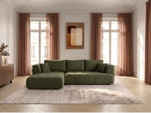Canapé droit convertible <strong>BOBOCHIC</strong> <strong>CLOVIS</strong> 3 places Tissu vert