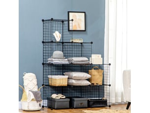 Étagère à chaussures modulable 9 compartiments 109x37x109 cm – noir – structure en métal, design moderne