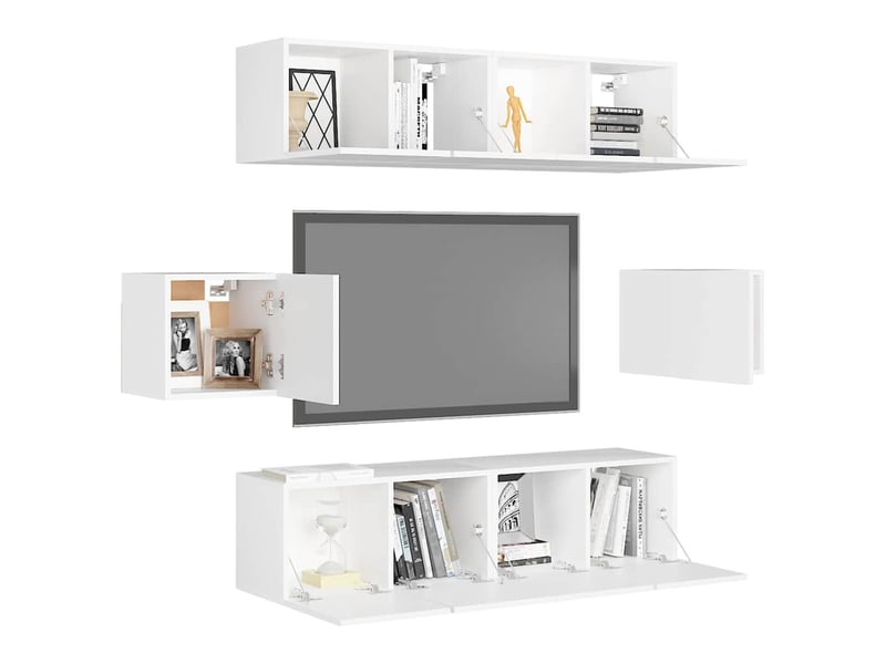  Ensemble de meubles tv 6 pcs blanc bois d'ingénierie shl89623  - Conforama C