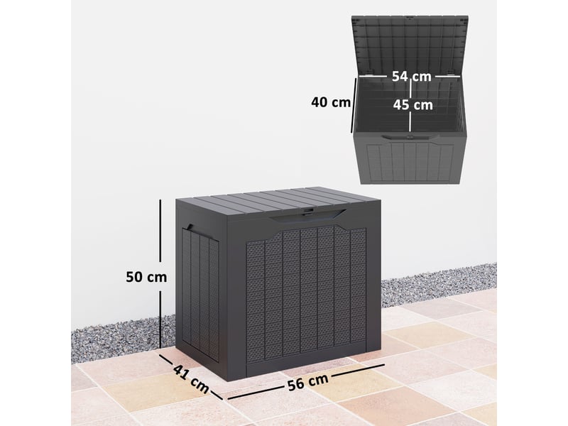 Coffre de rangement extérieur 93l avec poignées encastrées 56 x 41 x 50 cm noir - Conforama E
