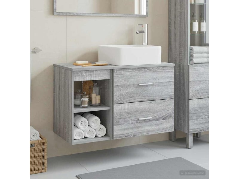 Ensemble de mobilier de salle de bain 2 pcs sonoma gris shl4246 - Conforama B