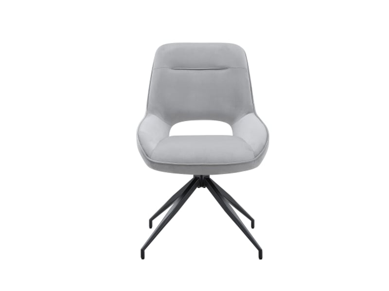  Lot de 2 chaises de salle à manger pivotantes 360° en velours gris clair - cadre métal noir, design moderne  - Conforama A