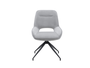 Lot de 2 chaises de salle à manger pivotantes 360° en velours gris clair - cadre métal noir, design moderne