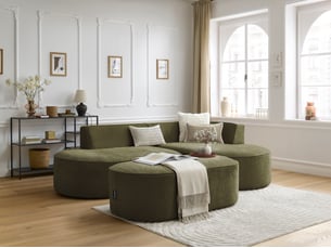 Canapé d'angle droit fixe BOBOCHIC ROUSSEAU 5 places Tissu Vert
