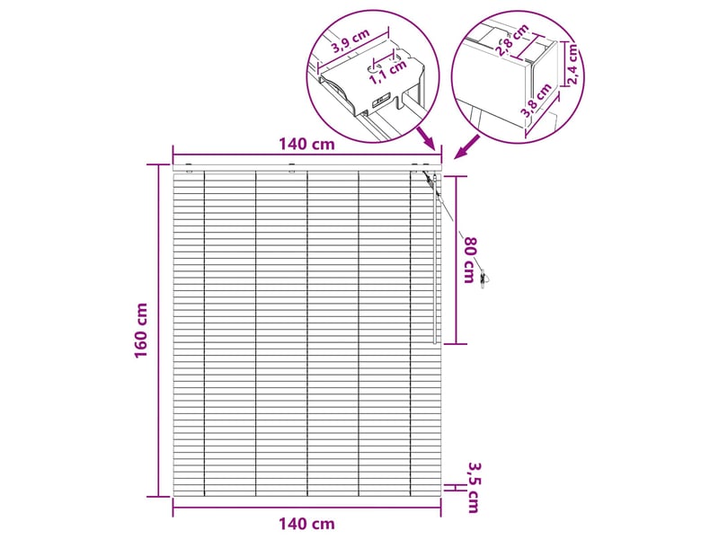 Store vénitien, store de fenêtre aspect chêne 140 x 160 cm 35 mm cf47629  - Conforama E