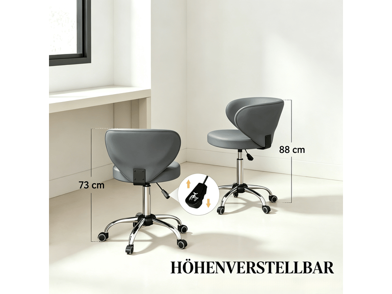  Chaise 73-88 cm pivotant à 360° hauteur réglable revêtement pu dossier tabouret de massage  - Conforama E