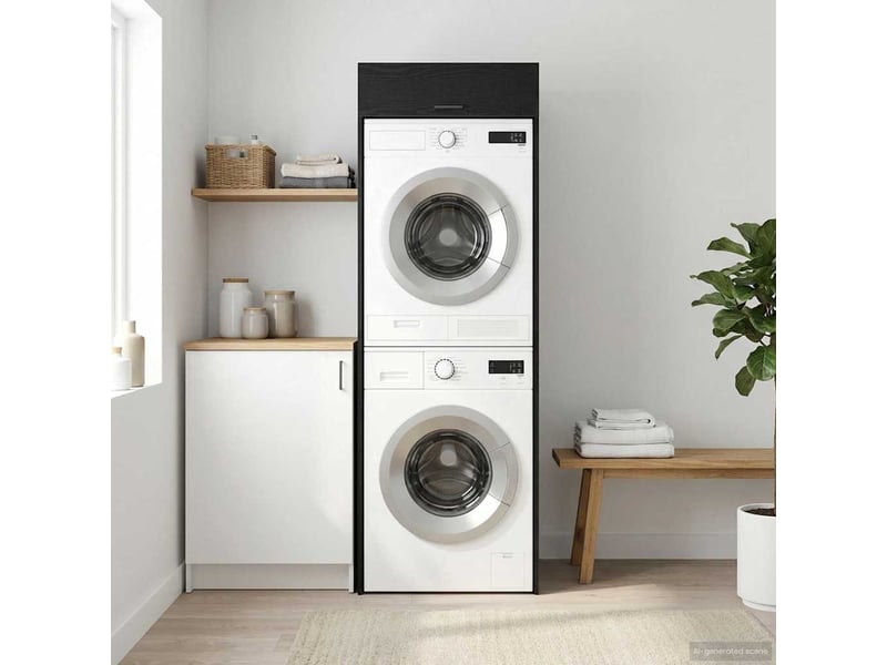  Armoire pour machine à laver chêne noir 67,5x68x200 cm  - Conforama D