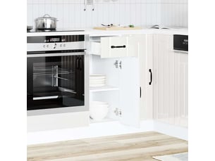 Meuble de rangement, armoire de cuisine lucca blanc brillant bois ingénierie shl7011