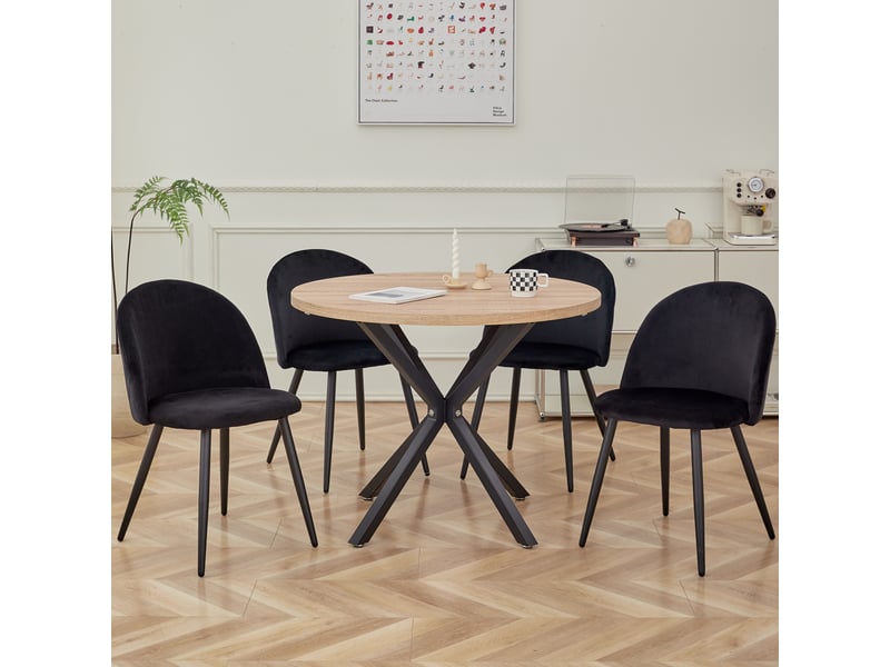  Lot de 4 chaise de salle à manger en velours chaise de salon coussins doux en velours assise(noir) Grand-house - Conforama R